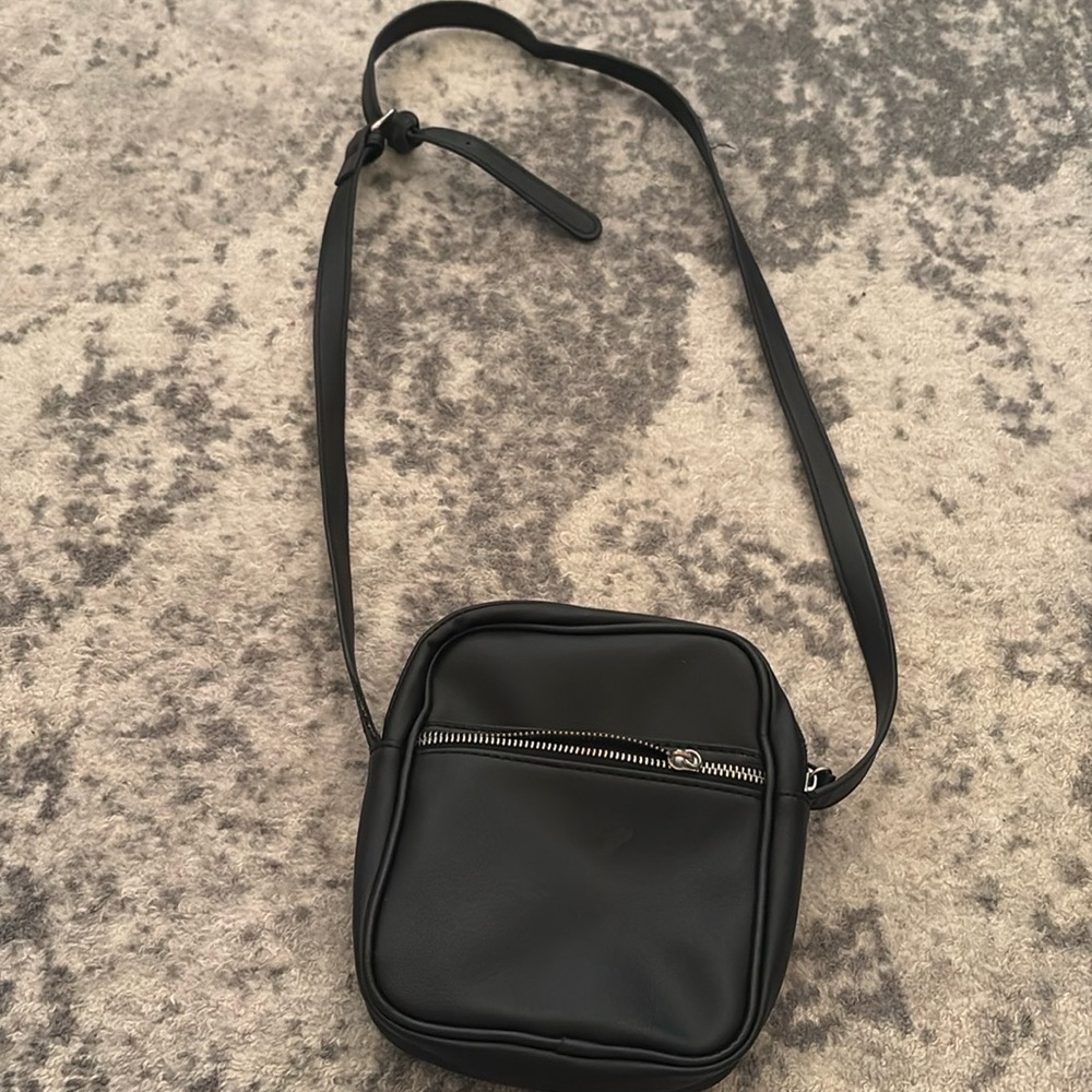 black leather purse